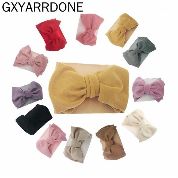 12 Teile/los Samt Bögen Turban Baby Mädchen Stirnbänder Headwraps Weiche Neugeborenen Kopfschmuck Kleinkind Nette Große Knoten Schleife Diademas Stirnband1241E