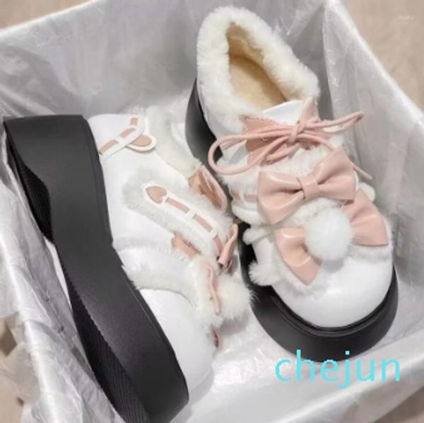 Inverno estilo japonês kawaii grosso feminino casual plataforma lolita doce bonito bombas