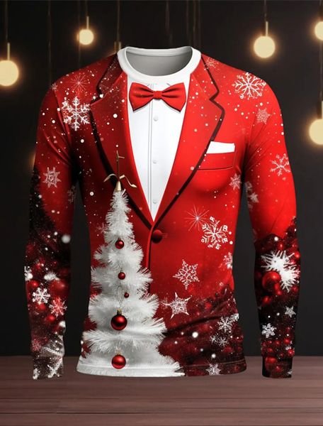 Magliette da uomo Maglietta da uomo a maniche lunghe di Natale Seris per uomo Abbigliamento Abito finto Moda oversize Harajuku 3D Stampa completa Abbigliamento 231116