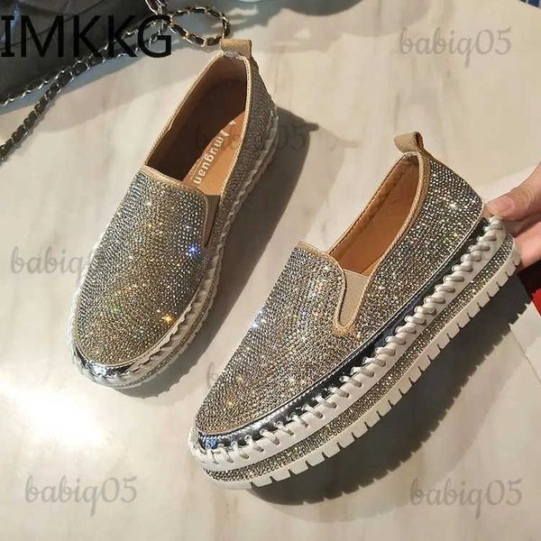 Scarpe eleganti 2021 nuove donne di marca bling appartamenti moda espadrillas scarpe donna in pelle creepers mocassini da donna mocassini argento cristallo Y10050 T231117