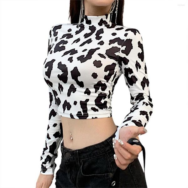 Camisetas femininas Mulheres Sexy Crop top top de manga comprida Turtleneck