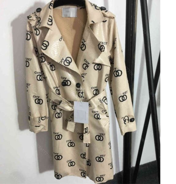 Последний дизайн женский кожаный плащ платье cc печать длинные куртки PU chen бренд пояс для похудения женская дизайнерская одежда оптом 12
