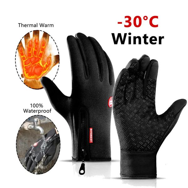 Gants de sport gants de vélo d'hiver écran tactile chaud tous les doigts imperméables ski moto équitation caloduc 231117