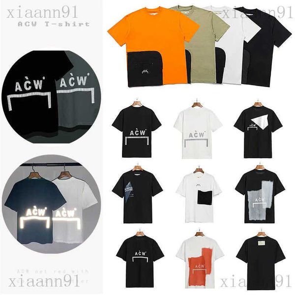 Designer Fashion Luxury ACW Classic Mens and Women -Shirt Side Wall Cold Wall Reflective Letter Fog Block Color Block Demon High High Street Trend Fonette