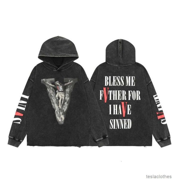 Designer Hoodie Herren Sweatshirts Mode Streetwear Saint Michael V Tops Lone Jointly Create Old Damaged Graffiti Print Big V Lose Kapuzenpullover Herren