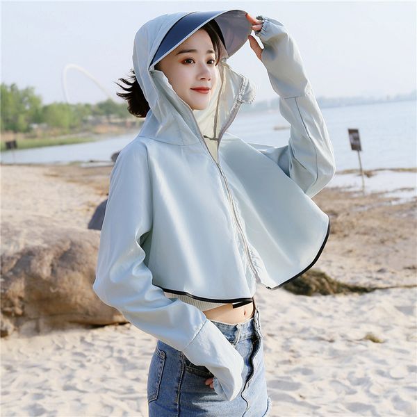 Jackets femininos Capéu de proteção solar feminino de verão