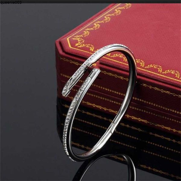 Bangle Pulseira Jóias Design Moda Bracelest Diamante Aço Inoxidável para Mulheres Rosa Pulseiras de Ouro Mens Sem Caixa