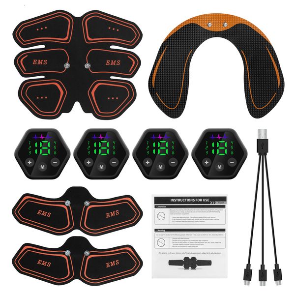 Abnehmen Gürtel Muskelstimulator EMS Bauch Hüfttrainer LCD Display Toner USB Abs Fitness Training Home Gym Körper Taille 230417