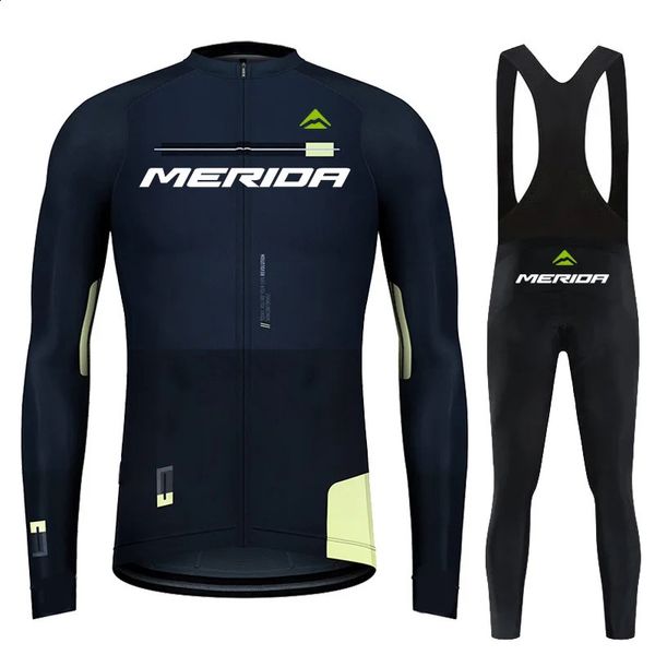 Conjuntos de camisa de ciclismo Merida masculino primavera outono conjunto de roupas de ciclismo calças ropa ciclismo roupas de bicicleta mtb bicicleta manga longa camisa roupas 231116