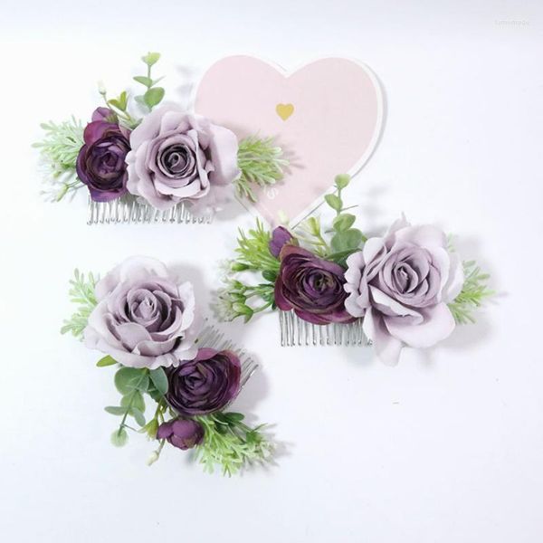 Направления фиолетовые арифические розовые волосы цветы головной убор аксессуаров невесты свадьба свадьба Вестидо де Феста Касаменто