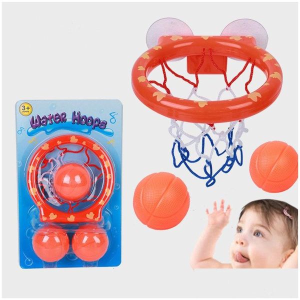 Banyo oyuncakları bebek yürümeye başlayan çocuk su çemberleri banyo küvet atış basketbol kasnağı ile 3 top çocuk açık oyun seti sevimli balina damlası de dhxnv