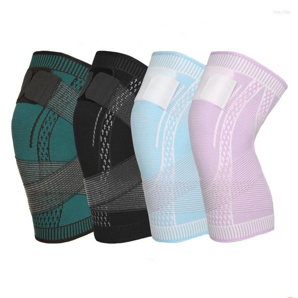 Ginocchiere 1 PZ Uomo Donna Sport Ginocchiera Pressurizzata Manica Elastica Fasciatura Brace Protector Per Pallacanestro Pallavolo Palestra Fitness Gear