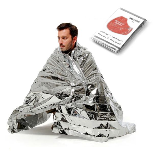 Открытое аварийное тепловое одеяло, светоотражающее алюминиевое водонепроницаемое сохраняющее тепло одеяло для выживания, кемпинга, пешего туризма, инструмент для оказания первой помощи