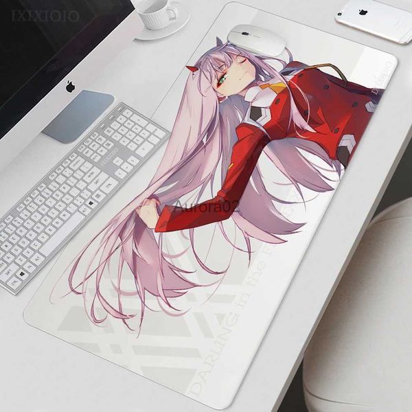 Mouse Pads Apoios de Pulso Anime Zero Two Darling in the Franxx Mouse Pad Gaming XL Grande Novo Mousepad XXL teclado Tapete Macio Antiderrapante PC Mouse Pads YQ231117