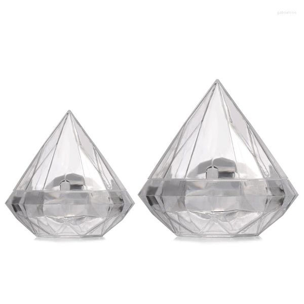 Confezione regalo 12 pezzi Scatole di caramelle Scatola di nozze a forma di diamante Imballaggio in plastica trasparente 367A