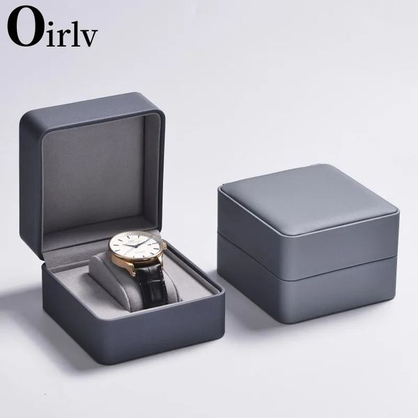 Schmuckschatullen Oirlv Fashion Deluxe Version Single mit Kissen Uhr Geschenkbox PU Leder Display Verpackung Tragbare Aufbewahrung 231117