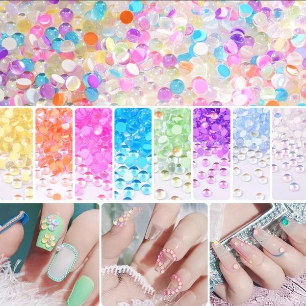 Nail Art Dekorationen 2023 gemischte Größe Meerjungfrau runde Glaskristallperlen AB 3D Strasssteine DIY Flatback Acrylsteine