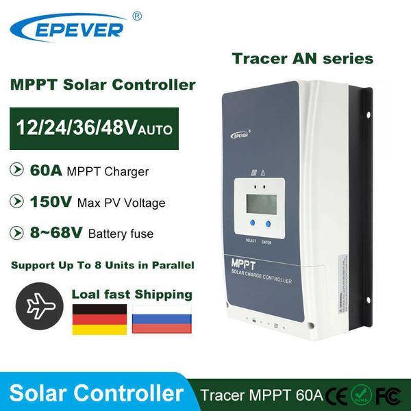 EPEVER MPPT 60A 12V 24V 36V 48V Controlador de carregador solar LCD com entrada máxima PV 150V e suporte até 8 unidades em paralelo 6415AN