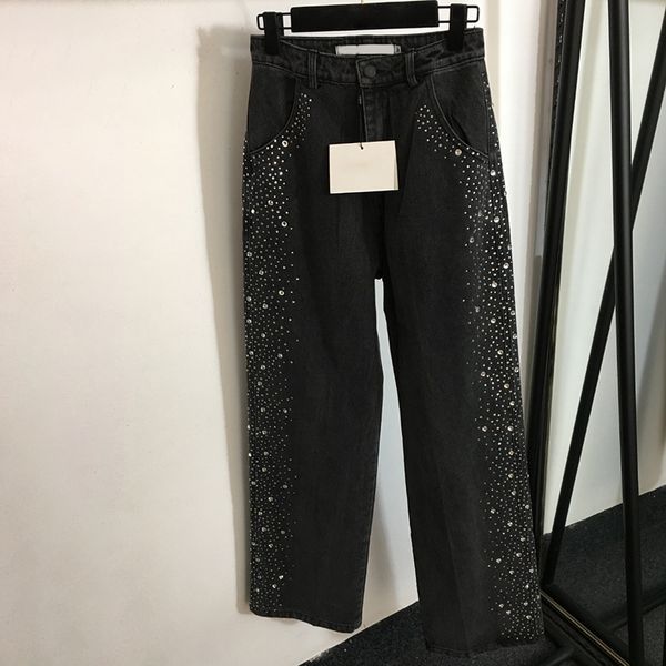 Hohe Taille Lose Hosen Damen Jeans Hosen Klassische Kristall Designer Jeans Luxus Plus Größe Denim Hose Marke Jean Hosen