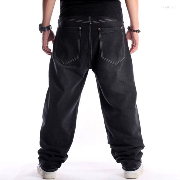 Jeans da uomo Uomo Baggy Hip-hop Skateboard Denim allentato Street Dance Hip Hop Rap Maschio Nero Pantaloni oversize Taglia 30-46