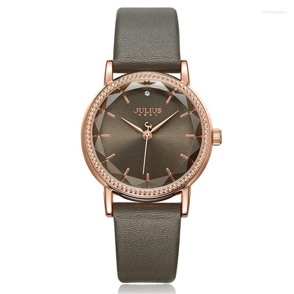 Нарученные часы Julius Lady Women Watch Japan Quartz Прекрасные часы моды Bracelet Bracelet Real Leather School Girl День рождения подарочная коробка