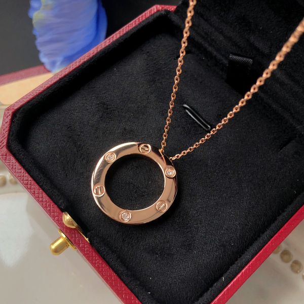 модельер Catier ожерелье сердце ожерелье золотые украшения веревочная цепочка двойное кольцо кулон бриллиантовые ожерелья для женщин золото серебро подарок на свадьбу