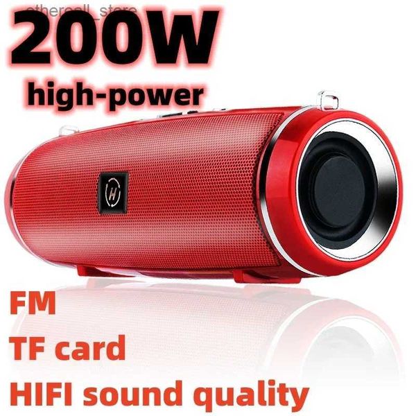 Alto-falantes para celular Caixa De Som Bluetooth 200W Alta Potência Portátil Baixo Outdoor Áudio Sem Fio 3D Surround Alto-falante Bluetooth TWS/FM/Voice Prom Q231117