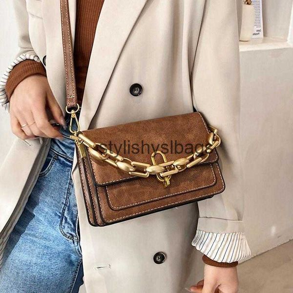 Sacos quadrados pequenos clássicos para alta qualidade retro couro ombro grosso corrente crossbody tote bagstylishyslbags