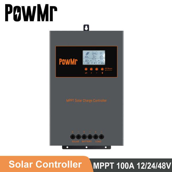 POWMR 100A Controlador de Carga Solar 12V 24V 48V AUTO MAX 140V 5000W Entrada de energia solar para a carga de bateria inundada em gel com carga MPPT