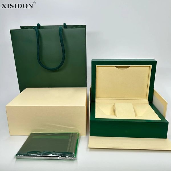 Uhrenboxen, Gehäuse, Fabrikverkauf, grüne Uhrenbox mit Taschen, Broschüre und Karte, kann individuell gestaltet werden, Luxus-Uhrengehäuse für Damen, AAA-Uhren, Geschenk 231116