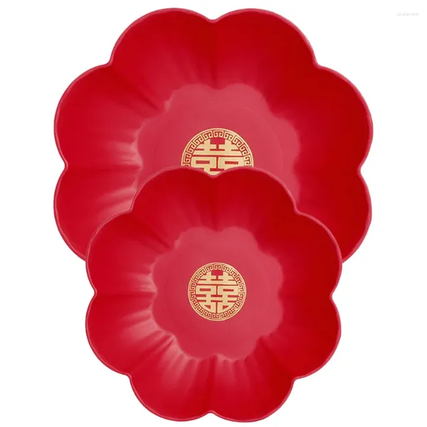 Conjuntos de louça 2 pcs chinês festivo placa de frutas bolo decoração estilo doces casa tradicional casamento abs bandeja armazenamento chá