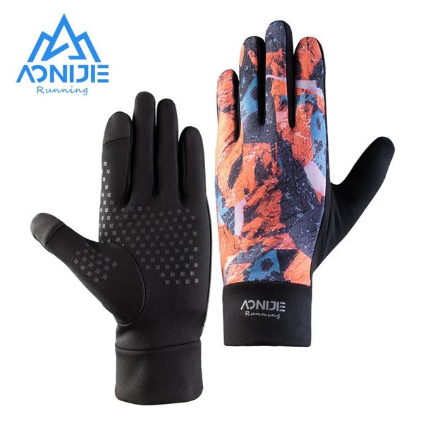 Fünf-Finger-Handschuhe AONIJIE M57 Outdoor Winddichte warme Handschuhe Vollfinger-Anti-Rutsch-Sporthandschuhe Zwei-Finger-Touchscreen zum Laufen Radfahren 231117