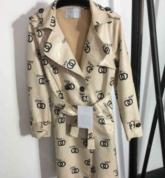 Последний дизайн женский кожаный плащ платье cc печать длинные куртки PU chen бренд пояс для похудения женская дизайнерская одежда оптом06