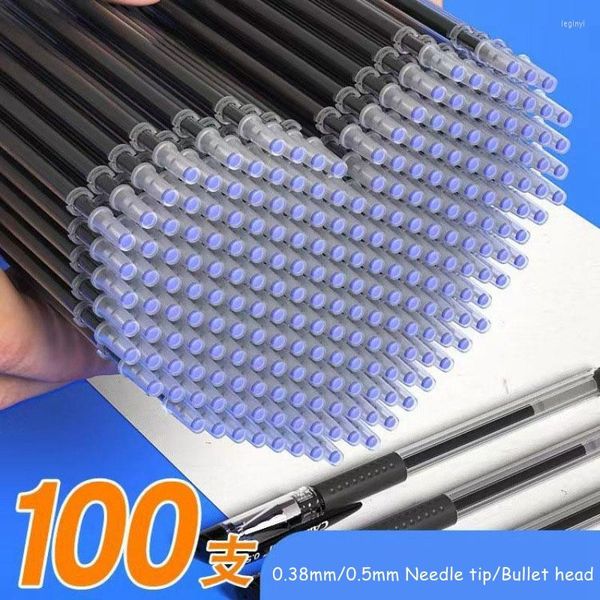 Haile 100pcs gel recarrete de caneta haste preto azul tinta vermelha agulha de agulha fina para escrita de escritório escreva papelaria