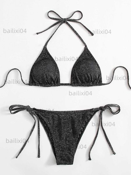 Mutada de banho feminina Ztvitalidade Bikinis brilhante Biquíni sexy 2021 Novo chegada Bandagem Halter Push up