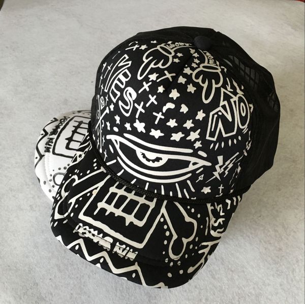 Унисекс сетчатая бейсболка с принтом граффити, летние дышащие кепки-дальнобойщики для мужчин и женщин, изогнутые шляпы Snapback, кепки в стиле хип-хоп HCS319