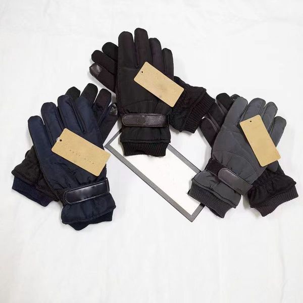 Gants Cadeau du bout des doigts pour hommes de luxe Mitaines à cinq doigts pour hommes en laine de mouton Nouvelle équitation imperméable et velours Gants pour hommes de moto d'exercice chaud Gants de créateur