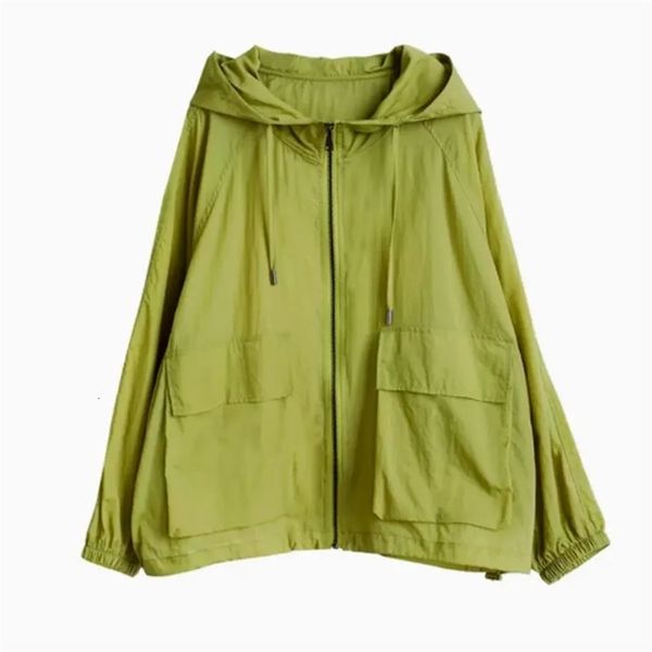 Damen Jacken Sommer Damen Sonnenschutz Kleidung Dünne Kapuzenjacke Große Größe Koreanischer Sonnenschutzmantel UV-Beweis Damen Trenchcoat 230417