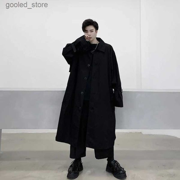 Trench da uomo Parrucchiere giacca a vento da uomo moda coreana medio lungo fresco fuori dal ginocchio cappotto stile britannico autunno ins coppia cappotto Q231118