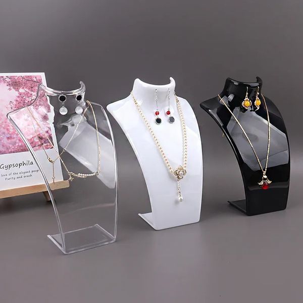 Caixas de jóias de plástico manequim colar exibição busto suporte titular jóias rack para colares pingente brincos prateleira 231117