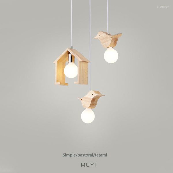 Pendelleuchten Nordic Led Licht Holz Vogel Für Küche Esszimmer Schlafzimmer Hängelampe Leuchte Moderne Holz Wohnkultur