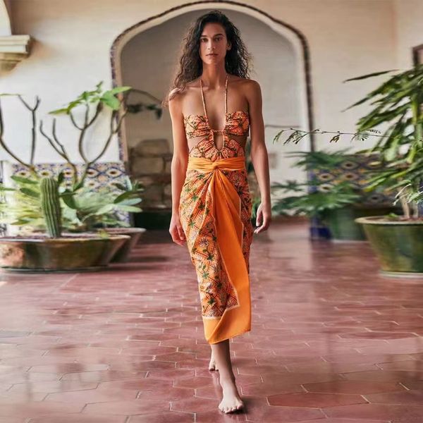 Elbise kartı tasarımcısı seksi bur şeffaf kayış yıldız basılı mayo moda plaj seti yaz kadın bikini