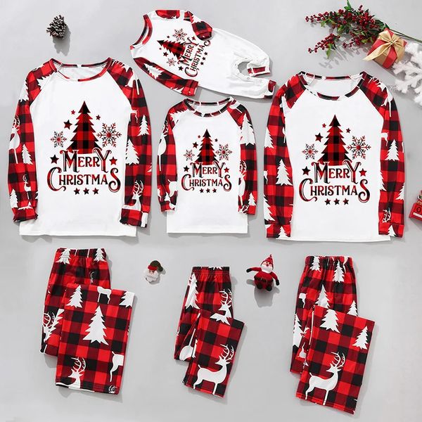 Família combinando roupas de Natal família combinando pijamas padrão de árvore de natal pai mãe crianças bebê pijamas conjunto de roupas de bebê menino menina 231117