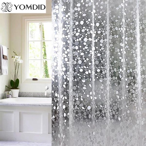 Kunststoff PVC 3D Wasserdichter Duschvorhang Transparent Weiß Klar Badezimmer Anti Schimmel Durchscheinender Badvorhang mit 12 Stück Haken L237t