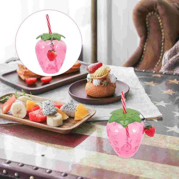 Geschirr-Sets 4 Stück Hawaii Sippy Cup Cartoon Obstbecher Party Erdbeerförmige Luau mit und hängendem Glas