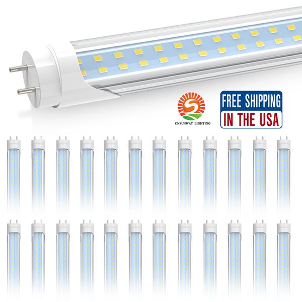 Garanzia 3 anni T8 4FT luci a tubo led 18W 22W 25W 28W doppie file SMD2835 luci a tubi fluorescenti a led AC 85-265V CE UL