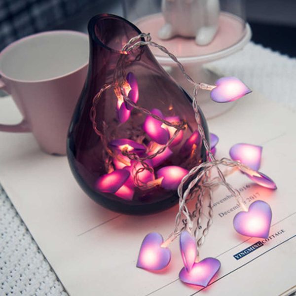 Stringhe LED 3M Led Love Heart Wedding String Fairy Light Christmas Pink Girl Romantic LED String Light Indoor Party Garden Ghirlanda illuminazione P230414