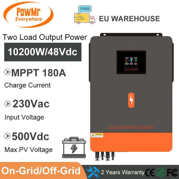 MPPT 180A 10.2KW 48Vdc 220Vac Inverter ibrido On-Grid/Off-Grid Daul PV In-Put con seconda uscita per centrali elettriche a pannelli solari