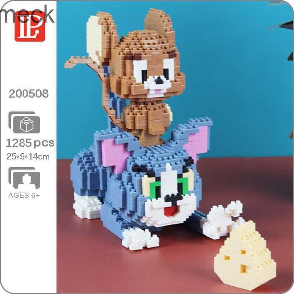 Blocks LP 200508 Tierwelt Katze Kätzchen Maus Käse Lebensmittel Haustier Puppe Modell Mini Diamond Blocks Bricks Building Spielzeug für Kinder ohne Box