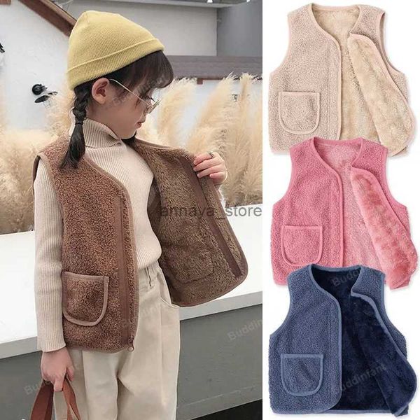 Cardigan bebê menina meninos colete velo macio quente colete outono inverno sem mangas jaqueta para crianças menino outerwear criança casaco roupasl23116